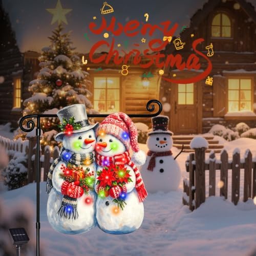 Lighted Christmas Garden Flag for Outside, Snowman, 12x18 In
