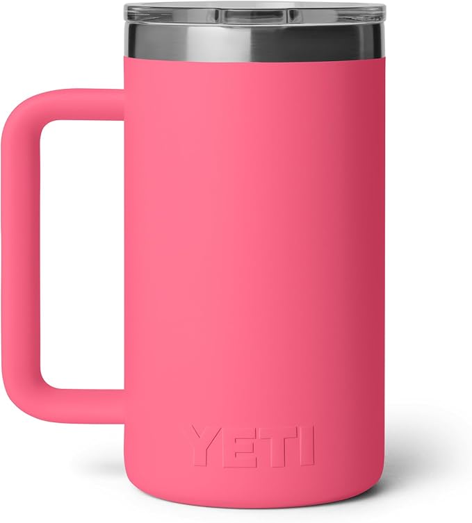 YETI Rambler 24 oz Ceramic Lined Stackable Mug 2.0, Vacuum Insulated, Stainless Steel with MagSlider Lid, Tropical Pink