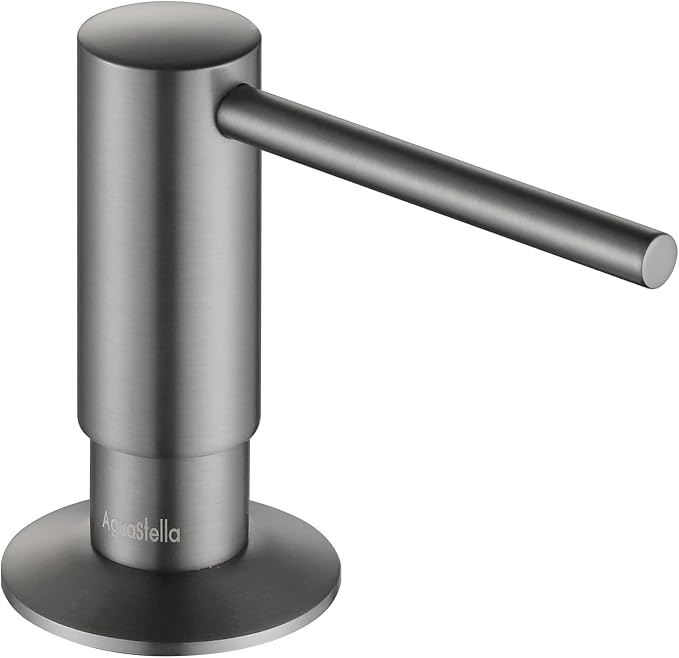 AguaStella ASF026GS Bulit in Dispenser Grey Stainless for Kitchen Sink with Soap Bottle Countertop Pump