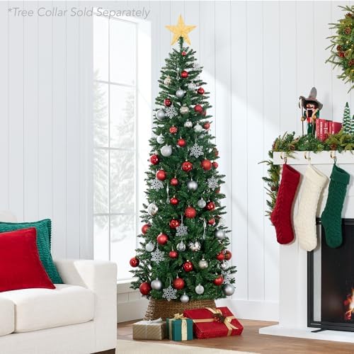 Best Choice Products Unlit Pencil Christmas Tree, 7.5ft Premium Artificial Tree, Realistic Spruce Holiday Decor w/ 1,075 Branch Tips, Metal Base