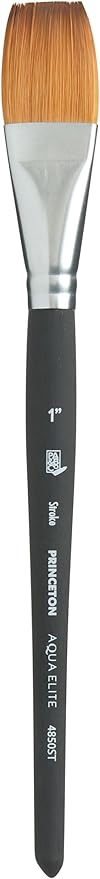 Princeton Aqua Elite Stroke Brush, Synthetic, Short Handle, Size 1 inch, 1 Count