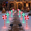 BRIGHTDECK 10 Pack Solar Christmas Pathway Lights, RedGreen Lollipop Stakes