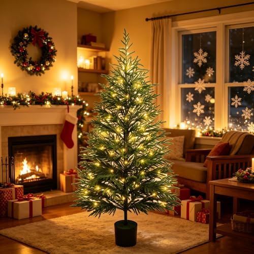 Cllayees 5FT Norfolk Pine Artificial Christmas Tree with Lights
