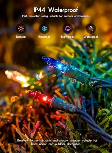 Minetom Red White Blue Lights Green Wire 100 Count 4th July Decoration