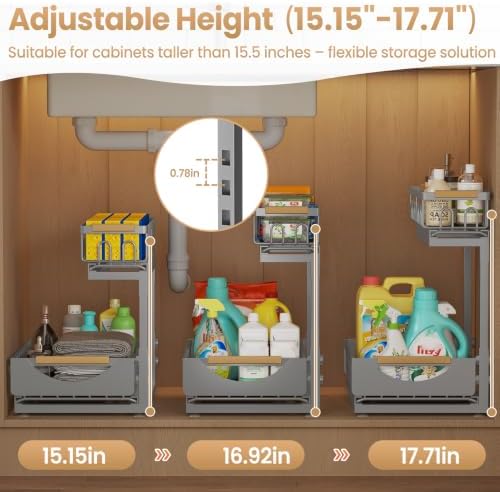 Under Sink Organizer and Storage for Bathroom and Kitchen - 2 Pack 2 Tier