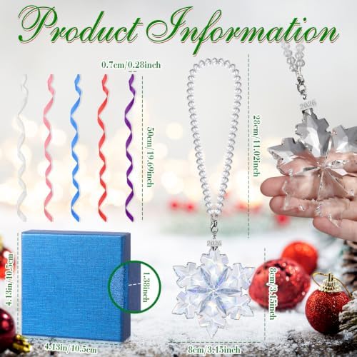 Roowest 10 Sets Christmas Crystal Snowflake Ornaments Glass, Novel Style