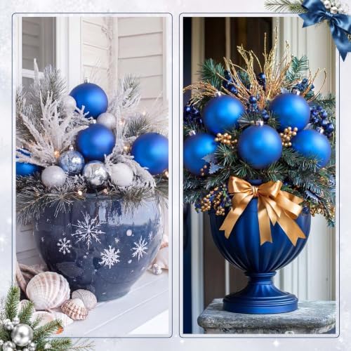 Threan 8 Inch Large Blue Matte Christmas Ball Ornaments for Christmas Tree