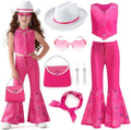 Cowgirl Costume Girls Kids Disco Outfits Movie Heroine Dress Up for Halloween Birthday Cosplay Party