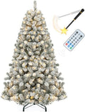 YITAHOME Prelit Magic Flocked Artificial Christmas Tree 7.5ft with Wand