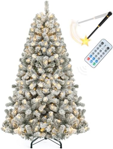 YITAHOME Prelit Magic Flocked Artificial Christmas Tree 7.5ft with Wand
