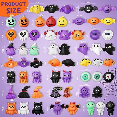 OCHIDO Halloween Party Favors for Kids-60Pack Halloween Squishy Toys Bulk