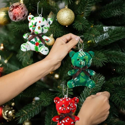 Poen Christmas Mini Plush Bears Red Green White Holiday Soft Stuffed