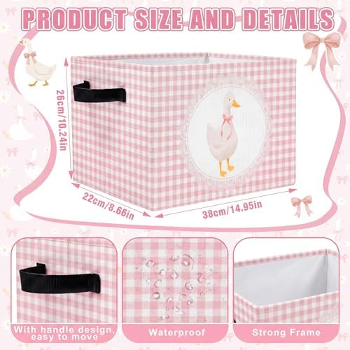 CHENGU 6 Pack Pink Silly Goose Storage Bin Cute Collapsible Storage Basket