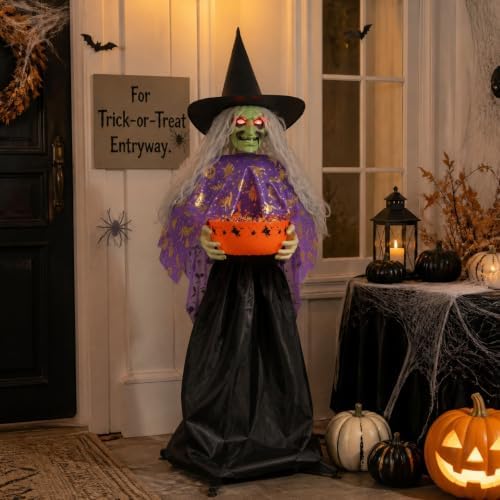 HOMELEX 57 in Animated Witch Candy Bowl, Sound Activated
