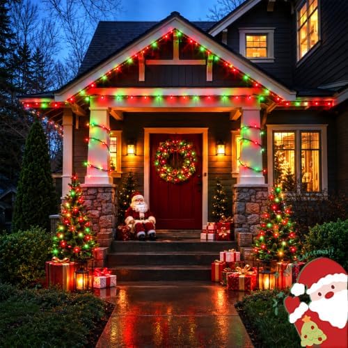 OZS Connectable 2-Pack 164Ft 400LED Christmas String Lights, Red & Green