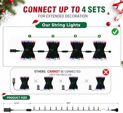 TW SHINE 66FT Smart Color Changing Christmas Halloween Lights Connectable