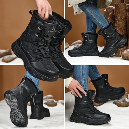 Snow Boots for Women Waterproof Mid-Calf Booties Winter Hiking Boot Durable Warm Winter Outdoor Footwear Fur Lined Boot Non-Slip Climbing Shoes