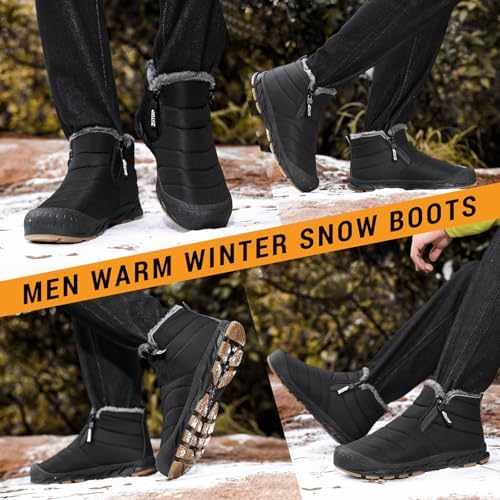 ziitop Snow Boots Mens Waterproof Winter Boots Fur Lined Warm Ankle Boots