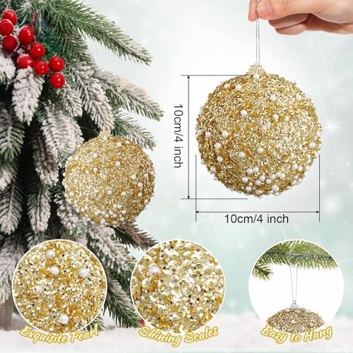 Lyrow 24 Pcs 4" Christmas Ball, Gold