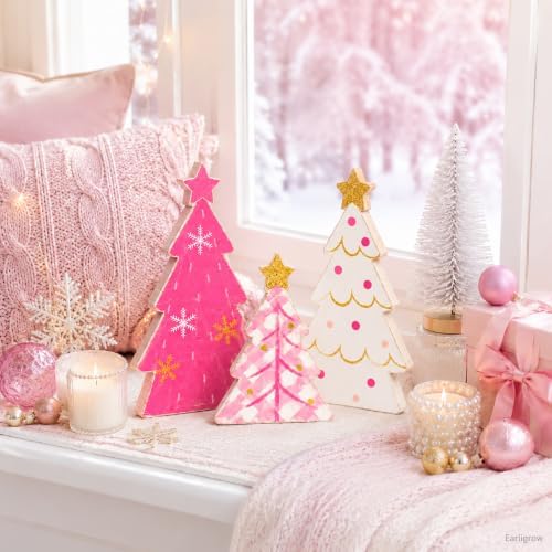 Christmas Decorations Indoor, Pink Christmas Snowflake Star Tree Home Decor