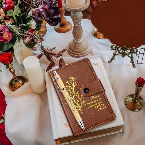 Spakon 20 Pcs Christian Prayer Journals with Pens, Spanish Bible Words