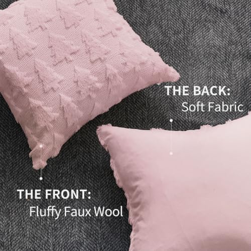 DFXSZ Christmas Tree Pillow Covers 18x18 Set of 2 Christmas Decor Pink