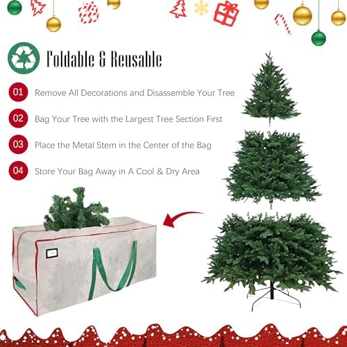 Cosy Family 7.5 ft Christmas Tree Storage Bag - Durable Heavy Duty Extra Large Artificial Xmas Holiday Tree Bag with Reinforced Handles and Dual Zippers Wide Opening - Clear