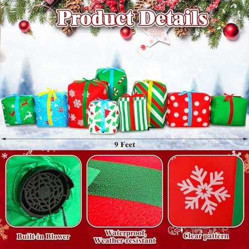 Sosation 9FT Christmas Inflatable Gift Boxes with LED Lights Outdoor Decor