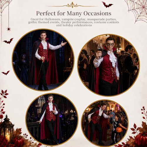 Vampire Costume Men, Gothic Victorian Halloween Costume Cosplay Outfit