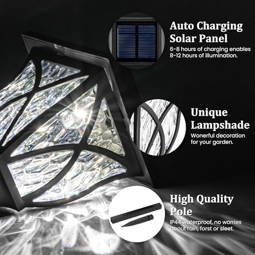 GIGALUMI 6 Pack Solar Lights Outdoor Waterproof, LED Solar Garden Lights