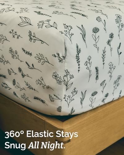 Queen 4 Piece Boho Botanical Floral Sheet Set - Soft & Cooling - Plants