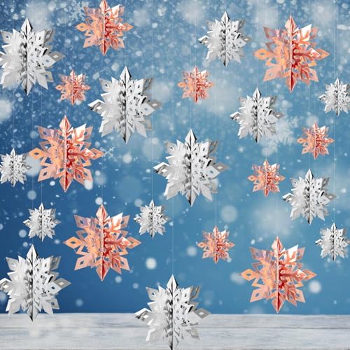 Snowflake Decorations, Paper Christmas Hanging Decor Indoor, 36-Pc