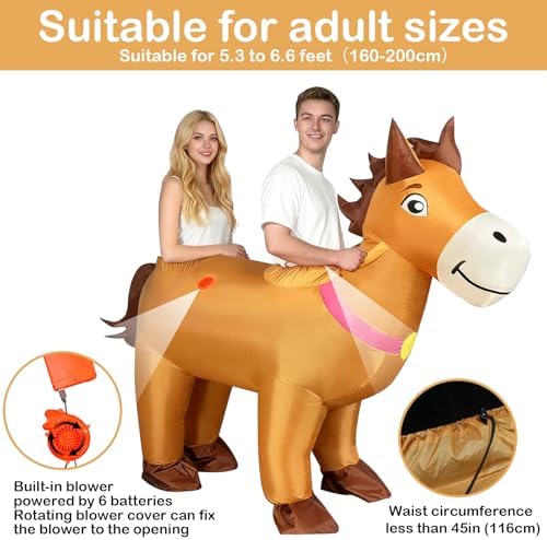 Halloween Couples Inflatable Horse Costume Adult, Ride On Horse Costumes, Blow Up Horse Costume, Couples Costumes 2026 for Halloween Men Women Cosplay Party