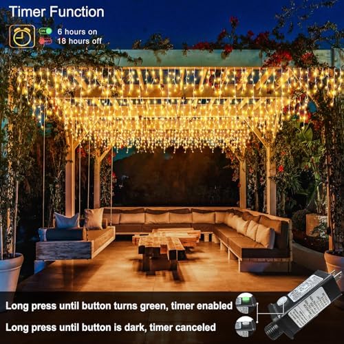 33ft 400 LED Icicle Lights for Outside Warm White Christmas Lights Outdoor
