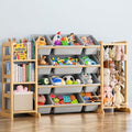 Toy Storage Organizer with Bookshelf and Stuffed Animal Storage - Kids Playroom Organization with 3 Shelves and 12 Toy Bins - Toddler Living Room Toy Box for Lego - Nursery Bedroom Decor Essential