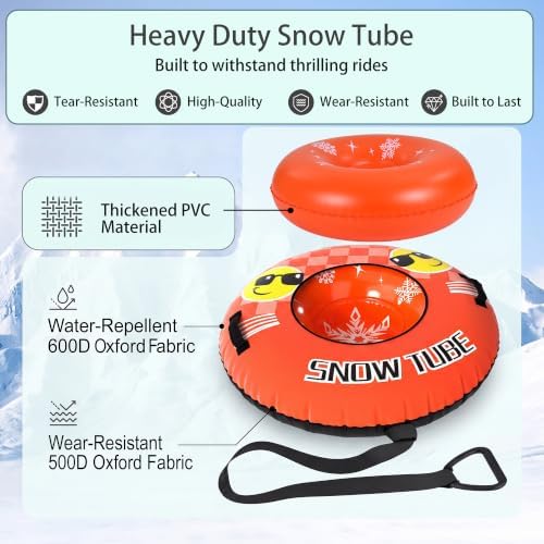 GYMAX Inflatable Snow Tube Sled, 42" Heavy Duty Snow Tubing for Sledding