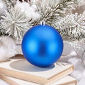 Threan 6 Inch Large Blue Matte Christmas Ball Ornaments for Christmas Tree