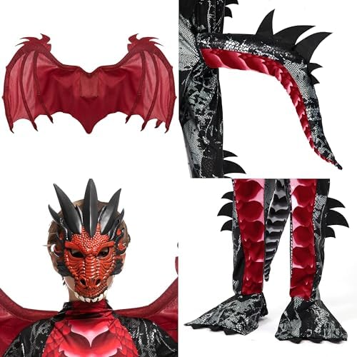 Spooktacular Creations Halloween Kid Dragon Costume, Boys Dragon Wings, Tail and Mask Set for Halloween Dress Up