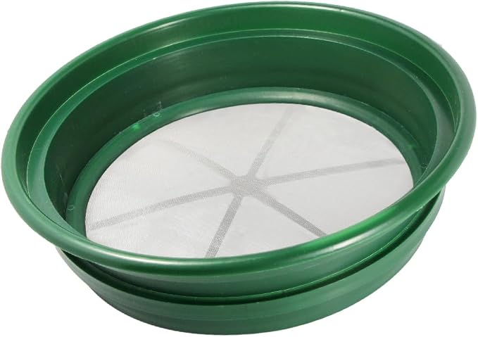 SE 13.25 Inch Wide Stackable Classifier Gold Prospecting Pan - 1/100 Inch Stainless Steel Mesh Sifting Pan, Green