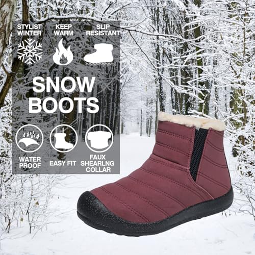 JSWEI Winter Boots for Women - Soft Comfortable Faux Fur Mid Calf Winter Snow Boots Totes Boots Lace up Snow Boots Winter Boots with Insulated Black for Outdoor