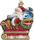 Old World Christmas Santa in Sleigh Glass Blown Ornament for Christmas Tree, Handcrafted Holiday Decoration, Santa Collection