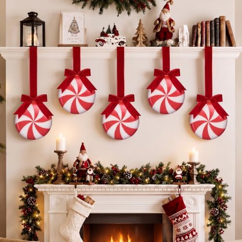 8 Pcs Christmas Kitchen Hanging Ornament, Velvet, Candy