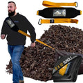 Leaf Collector Lawn Bundle - Padded Tarp Strap + Heavy Duty 8x10 Waterproof Tarp for Leaf and Lawn Waste, Hunting Sled Deer Drag Strap, Snow Removal, For use with Blower, Yard Vacuum, Mulcher, Sweeper