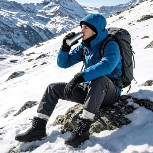 Spesoul Snow Boots for Men Winter Boots Warm Wide Waterproof Lightweight