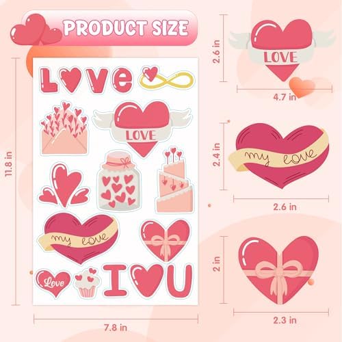 Valentines Day Decorations - Heart Window Clings for Glass | Valentines Decor Indoor Outdoor - Valentine's Day Accessories Party Favors Supplies for Home School Class Office