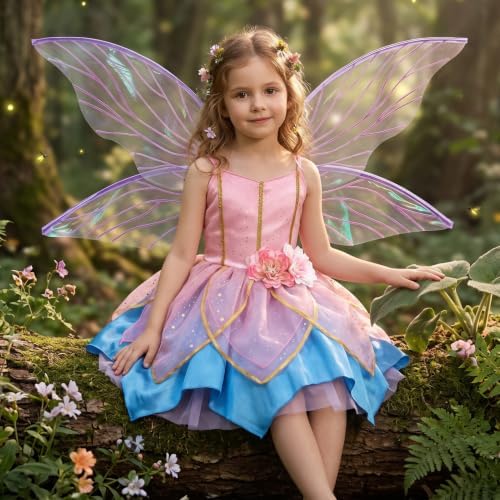 Latocos Fairy Dress Costume for Girls, Toddler Fairy Dress Butterfly Wings