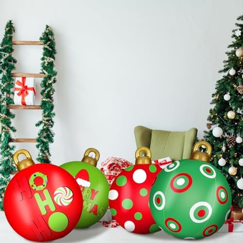 Jetec 4 Pcs Giant Inflatable Christmas Ball, Polka, Color 5