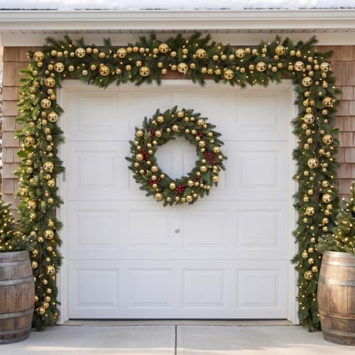 2 Pcs 9 ft Christmas Ball Garland Ornaments, Gold