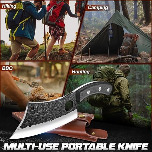 ROCOCO Meat Cleaver Butcher Knife - Full Tang Knife & Sheath Gift Idea Men