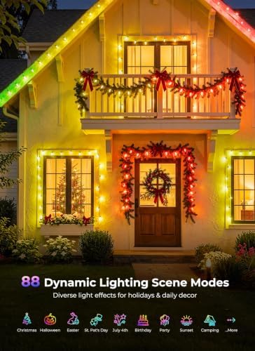 Smart Outdoor Christmas Lights, 150 LED RGB C9 String Lights, APP & Remote